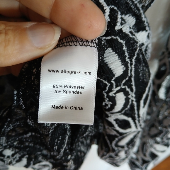 NWT Allegra K Black And White Floral  Lace Sheer Blazer Sexy Date Night Party - Picture 5 of 9